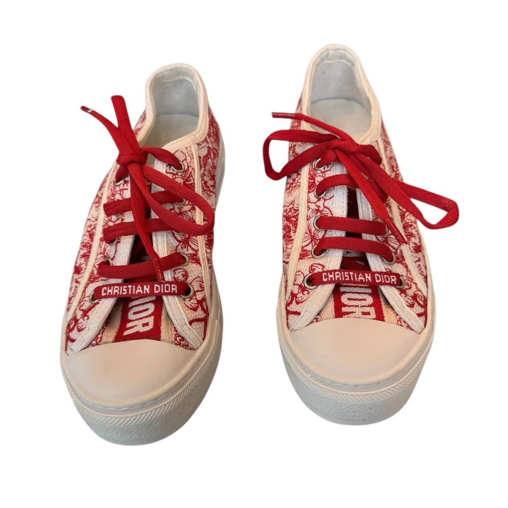Christian Dior Floral Toile De Jouy Red & White Chinese New Year Sneakers - Picture 5 of 11